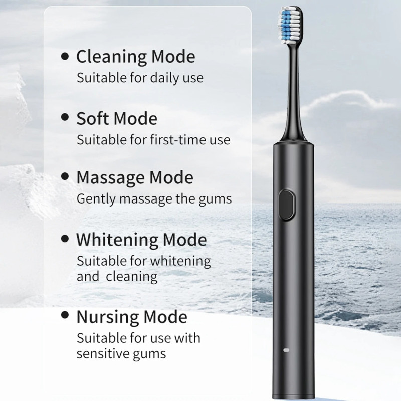 Sonic Electric Toothbrushes for Adults Kids Smart Timer Rechargeable Whitening Toothbrush Waterproof 4 Brush Head - Image 2