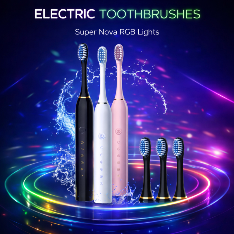 Sonic Electric Toothbrushes for Adults Kids Smart Timer Rechargeable Whitening Toothbrush Waterproof 4 Brush Head - Image 3