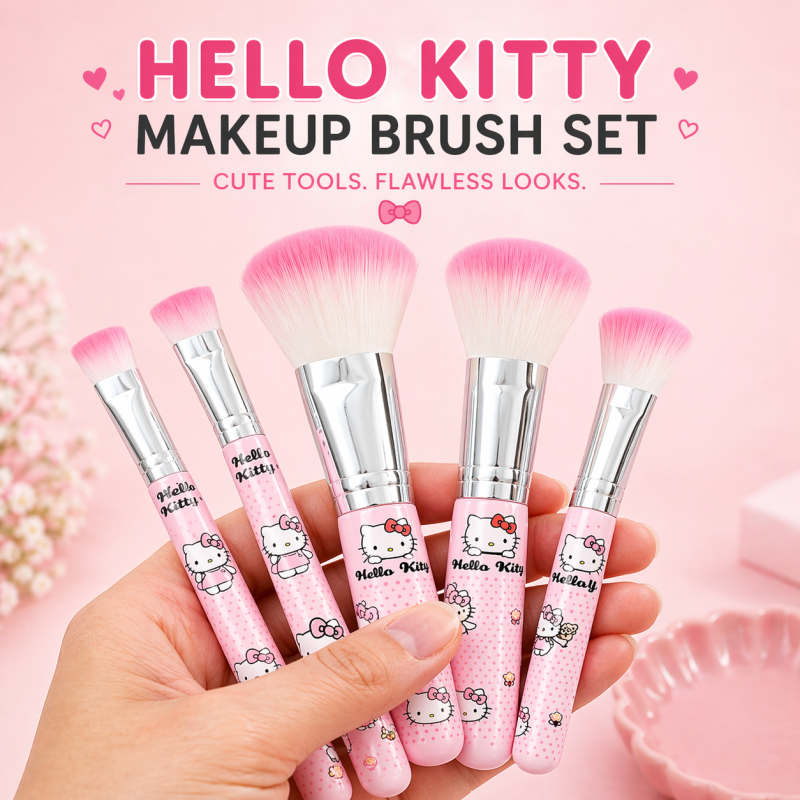 Cute Hello Kitty Makeup 6 Pcs Brushes Set