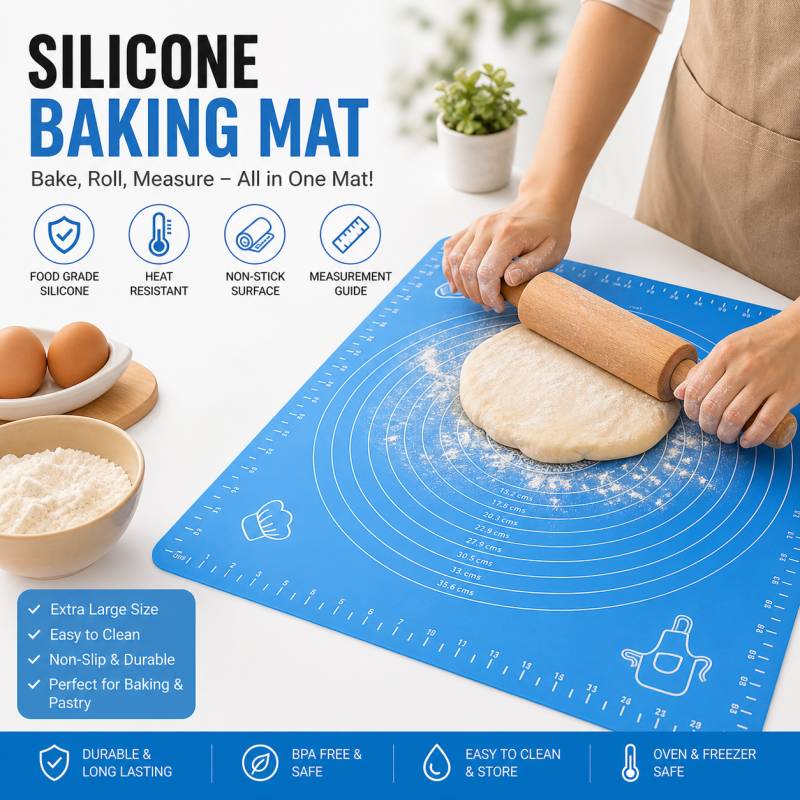 Non-Stick Silicone Baking Mat With Measurements Heat Resistant Cookie Sheet Oven Liner (Multi color)
