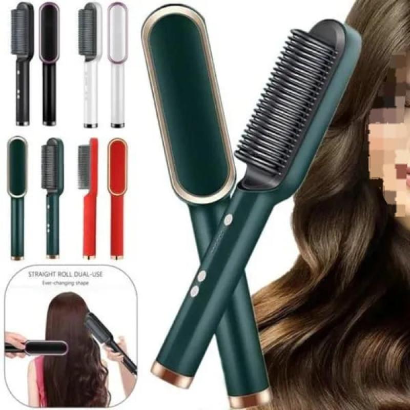 Hair Straightening Brush For Girls Electric Hair Curler Heating Comb And 2 in 1 Styling Tool Hair Comb