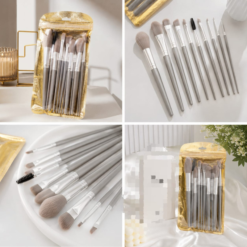 12pcs/Set Professional Makeup Brush Set, Silver Cosmetics Tools For Foundation, Blush, Eyebrow, Concealer, Liquid Mixing, Etc. Essential For Beginners And Makeup Artists - Image 2